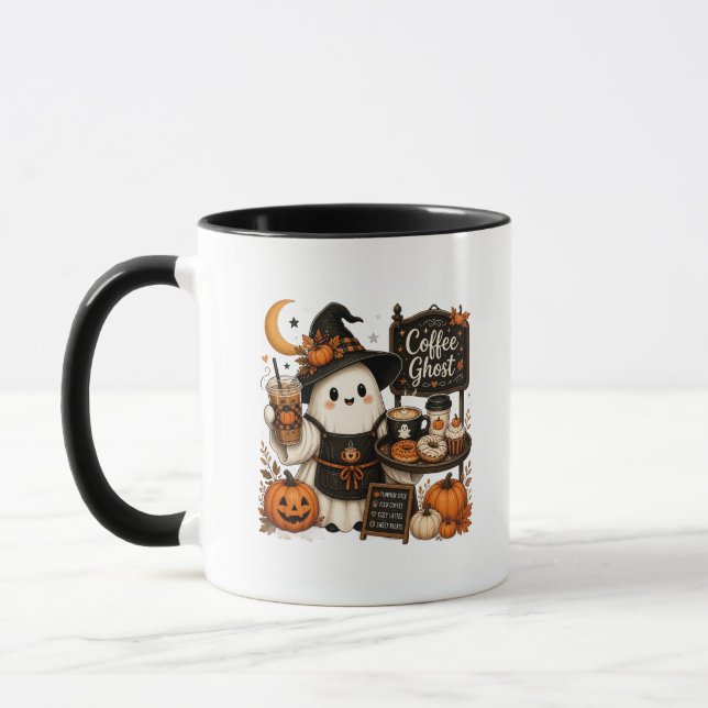 Mjukt mysig rundhalsad Halloween  Mugg (Vänster)