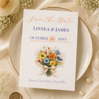 Mjukt Neutrala Vilda Blommor Bröllop Elfenbensfärg Spara Datumet