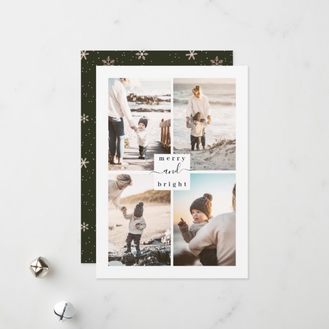 Mjukt och lätt Modern familjs fotoport Julkort (Fram/Back In Situ)