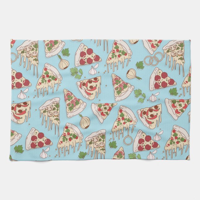 Mjukt ost Pizza Mönster Kökshandduk (Horisontell)