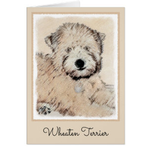 Mjukt Pälsad Wheaten Terrier-målning Original Kons Hälsningskort