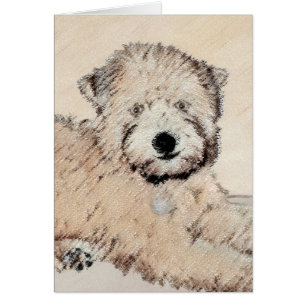 Mjukt Pälsad Wheaten Terrier-målning Original Kons Hälsningskort