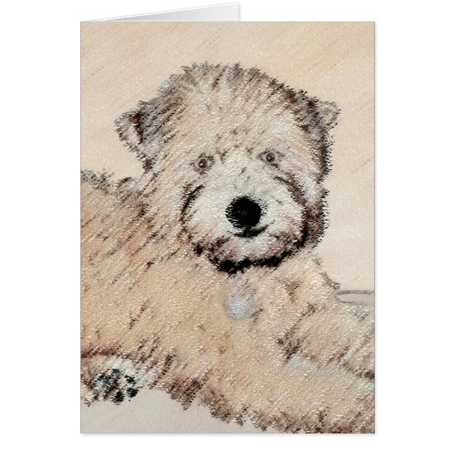Mjukt Pälsad Wheaten Terrier-målning Original Kons Hälsningskort (Framsidan)