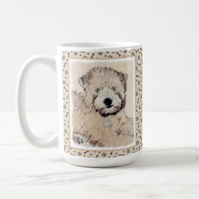 Mjukt Pälsad Wheaten Terrier-målning Original Kons Kaffemugg (Vänster)