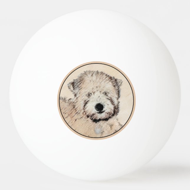 Mjukt Pälsad Wheaten Terrier-målning Original Kons Pingisboll (Framsidan)
