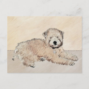 Mjukt Pälsad Wheaten Terrier-målning Original Kons Vykort