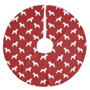 Mjukt Pälsad Wheaten Terrier Silhuetter Röd Julgransmatta Borstad Polyester