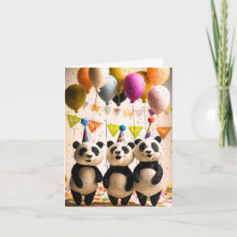Mjukt Panda Party-hälsningskort Kort