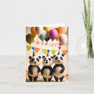 Mjukt Panda Party-hälsningskort Kort