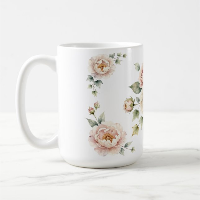 Mjukt Påskliljebukett Vattenfärg Elegans Kaffemugg (Vänster)