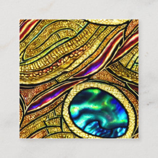 Mjukt pastel Paua Snäcka Färg-glasaktigt glas Fyrkantigt Visitkort