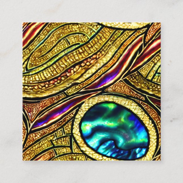 Mjukt pastel Paua Snäcka Färg-glasaktigt glas Fyrkantigt Visitkort (Framsida)