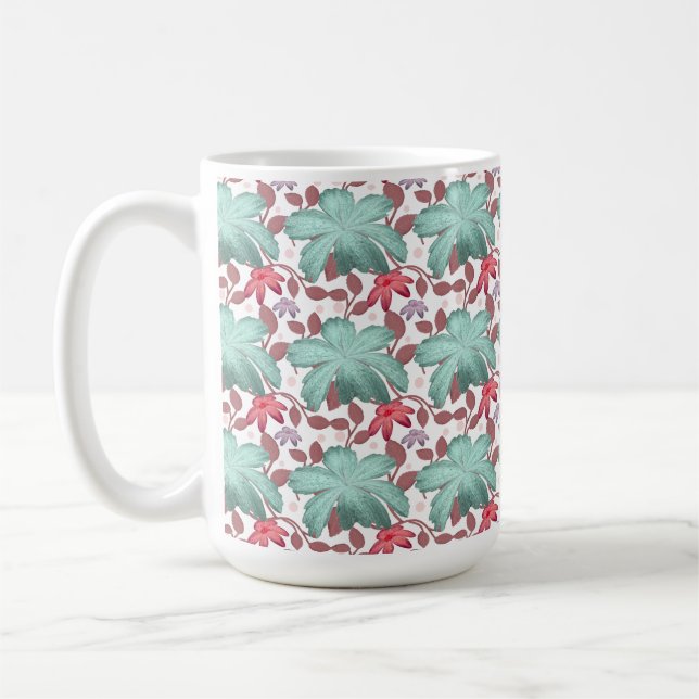 Mjukt Pastell Blommönster | Elegant blomster  Kaffemugg (Vänster)