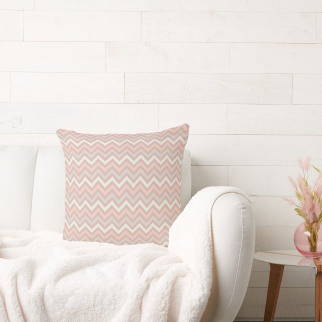 Mjukt Pastell Chevron Sicksackmönster Kudde (Soffa)