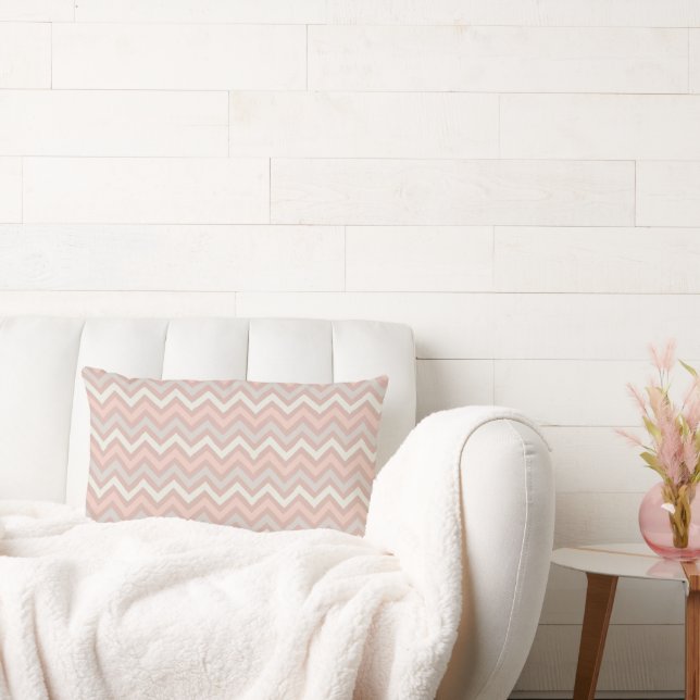 Mjukt Pastell Chevron Sicksackmönster Lumbarkudde (Soffa)