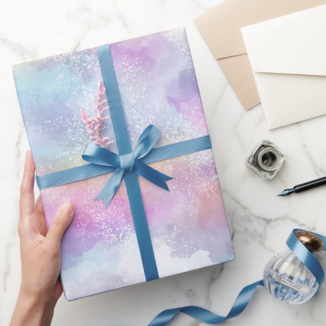 Mjukt Pastell Regnbåge Holografiskt Glitter Mönste Presentpapper (Gifting)