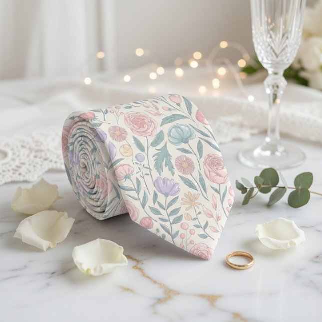 Mjukt Pastellfärg Blommönster Slips (Skapare uppladdad)