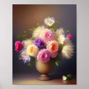 Mjukt pastellfärgat blomsterarrangemang poster