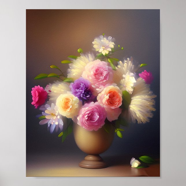 Mjukt pastellfärgat blomsterarrangemang poster (Framsidan)