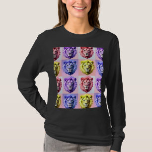 Mjukt pastellfärgat lejonhuvud med rutigt mönster t shirt