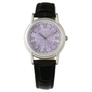 Mjukt pastellfärgat mauve blommönster armbandsur