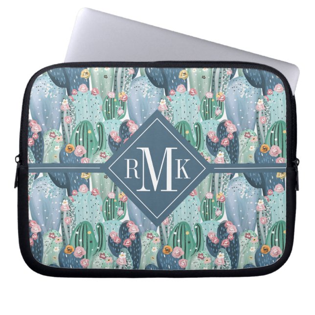 Mjukt Patel kaktusmönster för Monogram | Laptop Fodral (Framsidan)