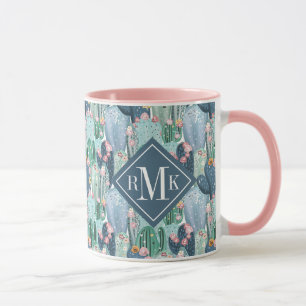 Mjukt Patel kaktusmönster för Monogram   Mugg