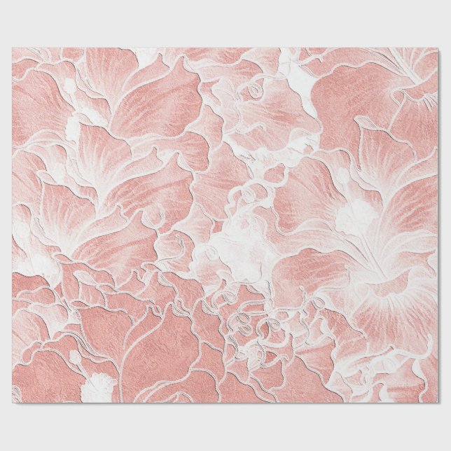 Mjukt persiko och rosa blommigt inslagspapper presentpapper (Platt)