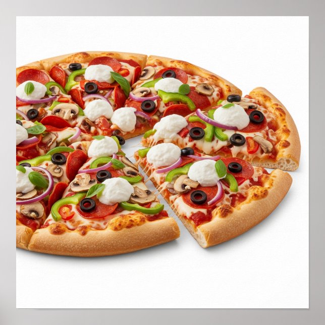 Mjukt Pizza med Toppings Poster (Framsidan)