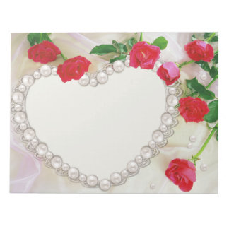 Mjukt Ro och Hearts Bröllop Blommigt Kärlek Anteckningsblock