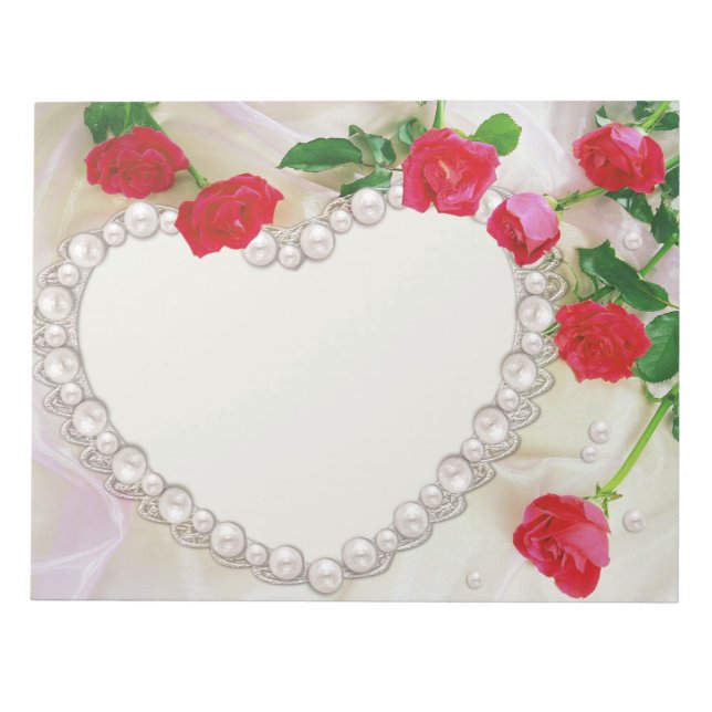 Mjukt Ro och Hearts Bröllop Blommigt Kärlek Anteckningsblock (Framsida)