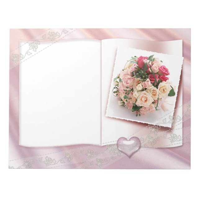 Mjukt Ro och Hearts Bröllop Blommigt Kärlek Anteckningsblock (Framsida)