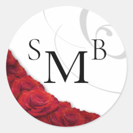 Mjukt Röd ros Bröllop Runt Klistermärke