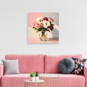 Mjukt Röda Peonys Vase Canvastryck