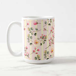 Mjukt Rosa Blommigt Randmönster Kaffemugg