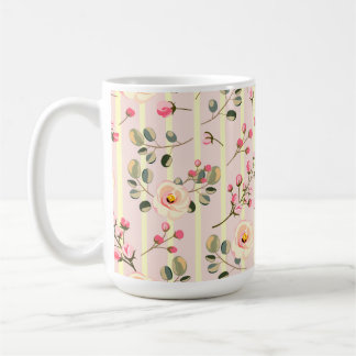 Mjukt Rosa Blommigt Randmönster Kaffemugg