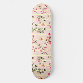 Mjukt Rosa Blommigt Randmönster Mini Skateboard Bräda 18,5 Cm