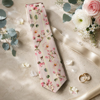 Mjukt Rosa Blommigt Randmönster Slips