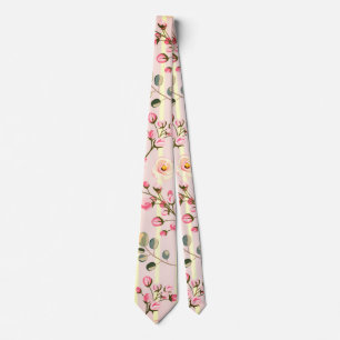 Mjukt Rosa Blommigt Randmönster Slips