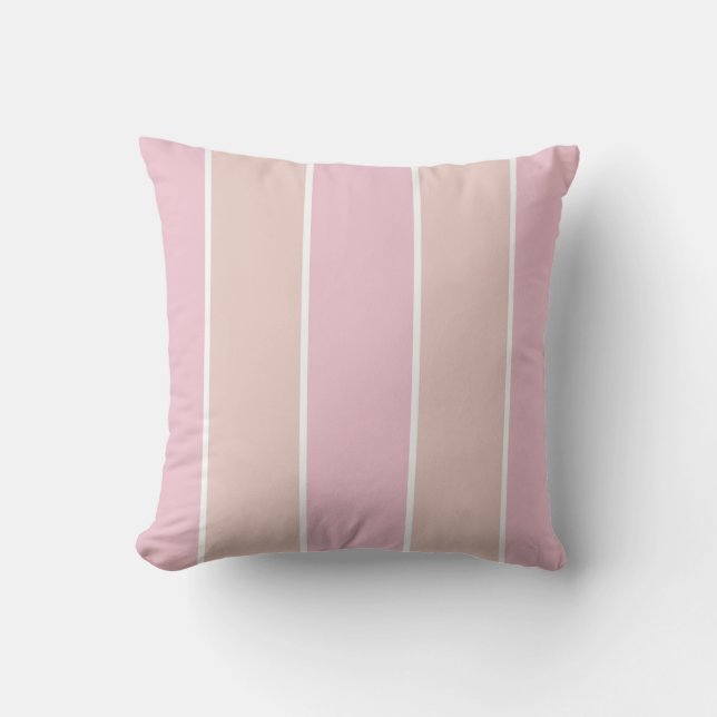 Mjukt rosa och beige vertikalt randmönster kudde (Framsida)
