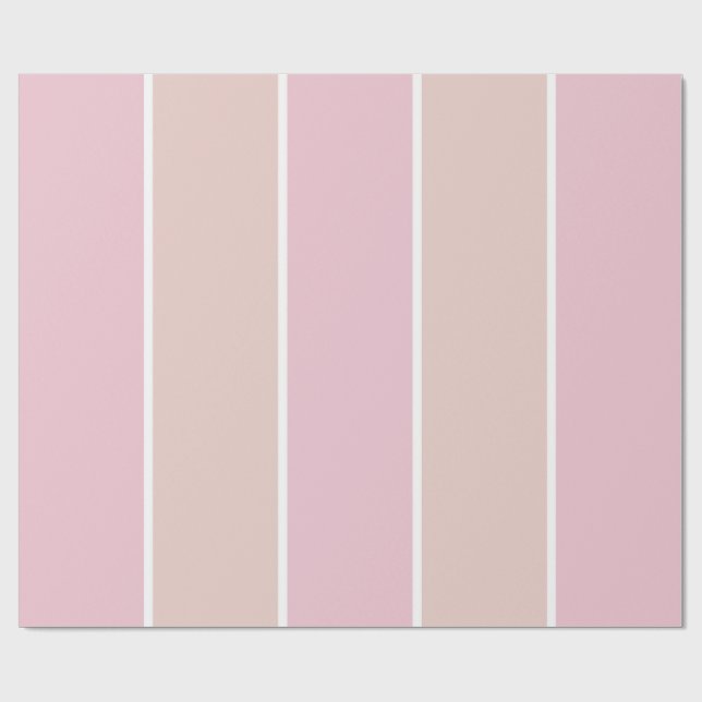 Mjukt rosa och beige vertikalt randmönster presentpapper (Platt)