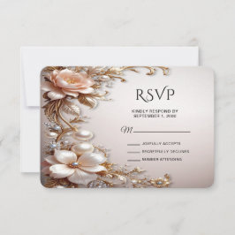 Mjukt Rosa och Vita Blommor RSVP-kort OSA Kort