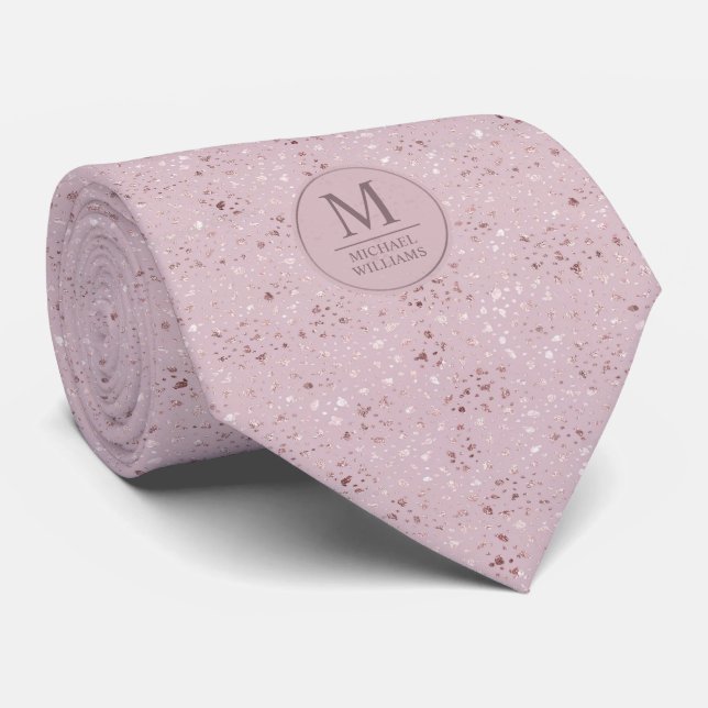 Mjukt rosa pastellrosa guldprickar glittermönster slips (Rullad)