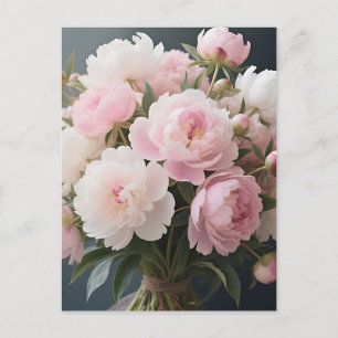 Mjukt Rosa Peony Bukett Romantiska Blommor Vykort