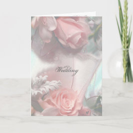 Mjukt Rosa ros bröllopskort Inbjudan