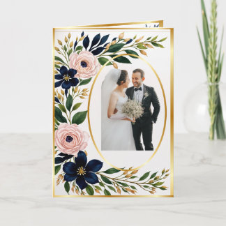 Mjukt Rosa ros och fet marin blommor Bröllop Inbjudan