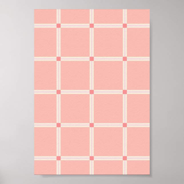Mjukt Rosa Rutigt Mönster med Korallfärgad Accent Poster (Framsidan)