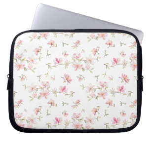 Mjukt rosa vattenfärgblommamönster laptop fodral