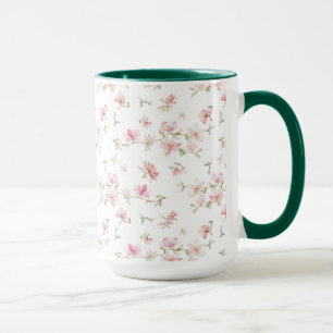 Mjukt rosa vattenfärgblommamönster mugg