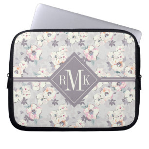 Mjukt rosa vattenfärgmönster för Monogram Laptop Fodral